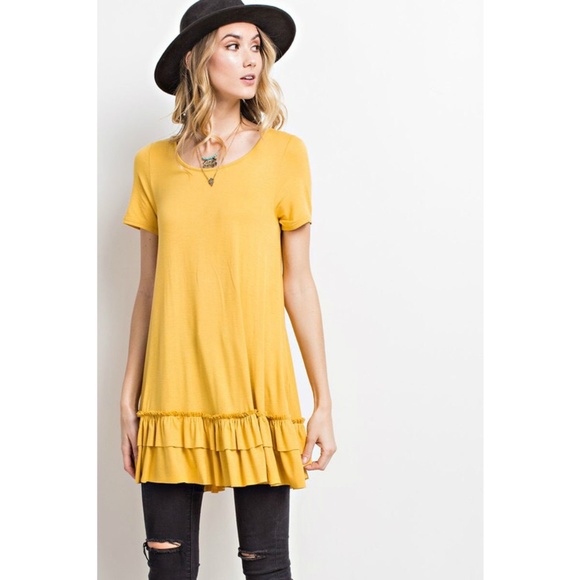 ruffle hem tunic top